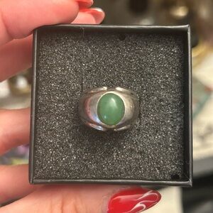 Sterling Silver Ring with Natural Jade Stone